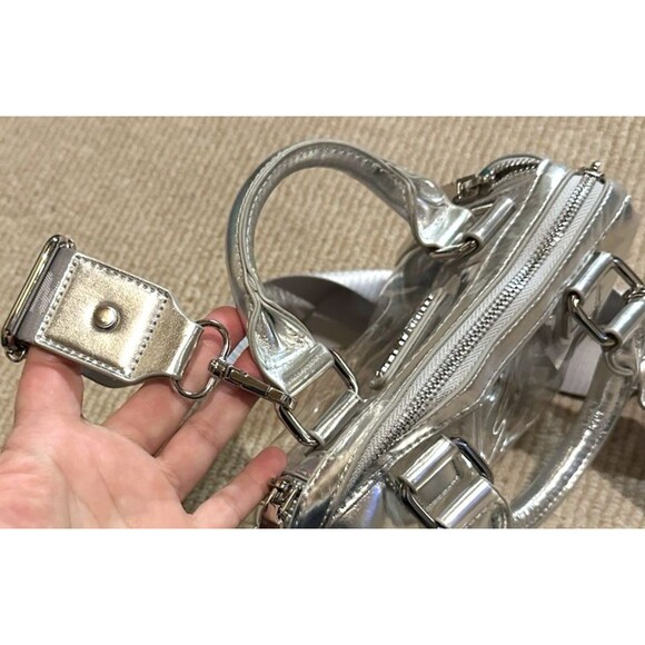 Madden NYC Clear & gray Stadium barrel bag Crossbody removable strap + handles - Picture 12 of 16